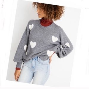Madewell Heart Dot Balloon-Sleeve Pullover Sweater